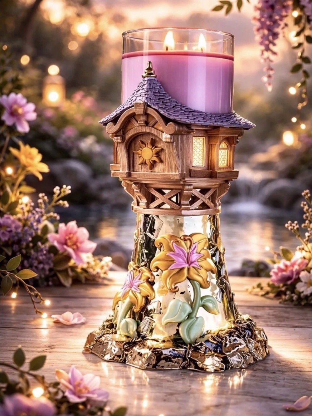 Bath & Body Works Disney Princess Rapunzel Tower 3-Wick Candle Holder NEW